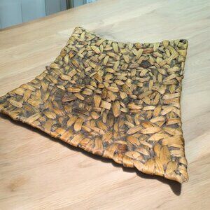 Large Square Boho Woven Straw Grass Leaves Decorative Bowl Home Decor